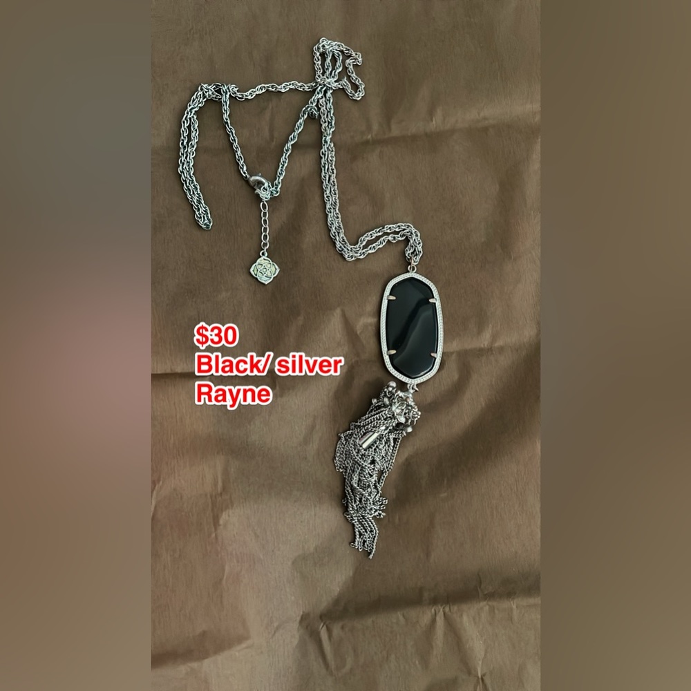 Black Silver Kendra Scott Rayne necklace VGUC